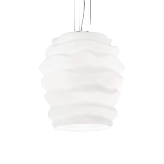 Sospensione Contemporanea Karma Vetro Bianco 1 Luce E27 Big 132365