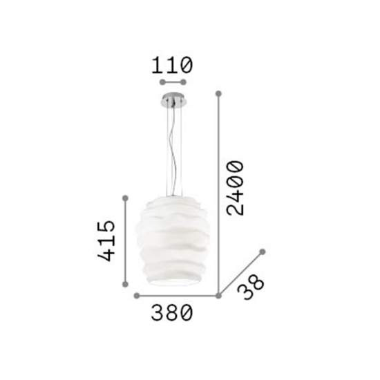 Sospensione Contemporanea Karma Vetro Bianco 1 Luce E27 Big 132365