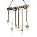 Sospensione Rustica-Country Canapa Metallo Marrone Tessuto Marrone 6 Luci E27 134826