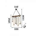 Sospensione Rustica-Country Canapa Metallo Marrone Tessuto Marrone 6 Luci E27 134826