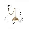 Sospensione Rustica-Country Canapa Metallo Marrone Tessuto Marrone 1 Luce E27 134833