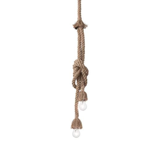 Sospensione Rustica-Country Canapa Metallo Marrone Tessuto Marrone 2 Luci E27 134840
