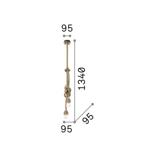 Sospensione Rustica-Country Canapa Metallo Marrone Tessuto Marrone 2 Luci E27 134840