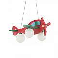 Lampadario Contemporaneo Avion Legno Rosso 3 Luci E14 136318