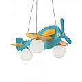 Lampadario Contemporaneo Avion Legno Azzurro 3 Luci E14 136325