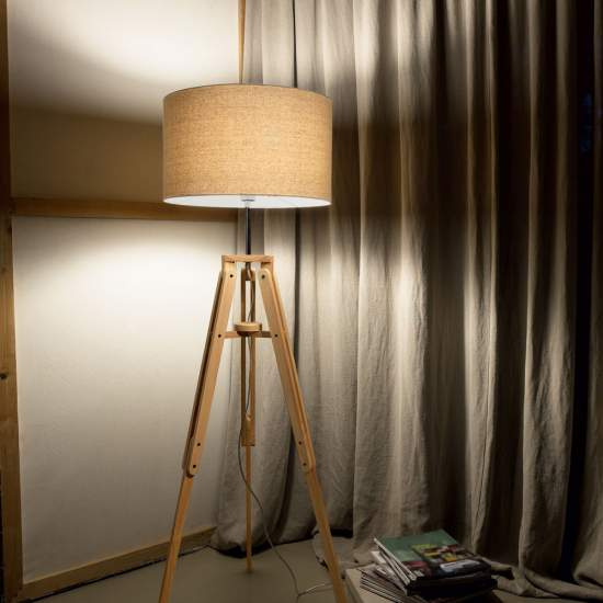 Piantana Industrial-Minimal Klimt Metallo-Legno Marrone 1 Luce E27 137827