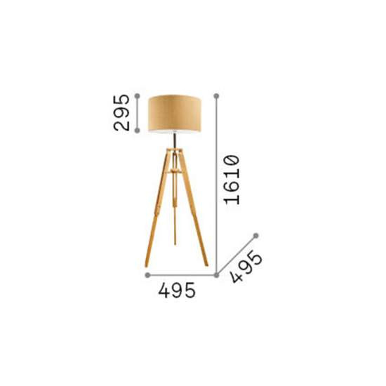 Piantana Industrial-Minimal Klimt Metallo-Legno Marrone 1 Luce E27 137827