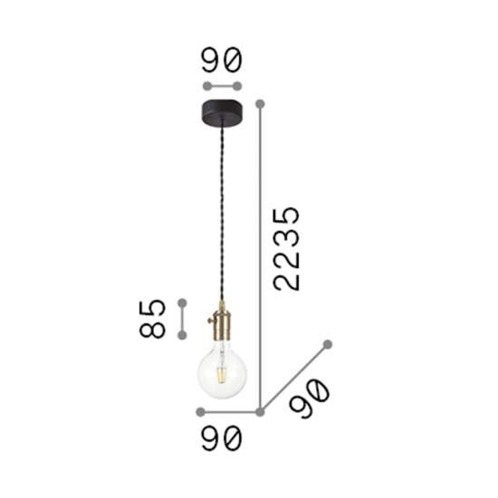 Sospensione Rustica-Country Frida Metallo Nero 1 Luce E27 139425