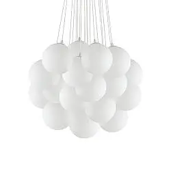 Sospensione Moderna Mapa Vetro Bianco 22 Luci E14