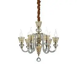 Lampadario Classico Strauss Vetro Oro 6 Luci E14