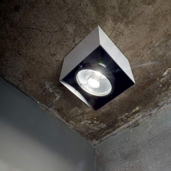 Plafoniera Moderna Mood Square Alluminio Bianco 1 Luce Gu10 7W 3000K D15Cm 140933