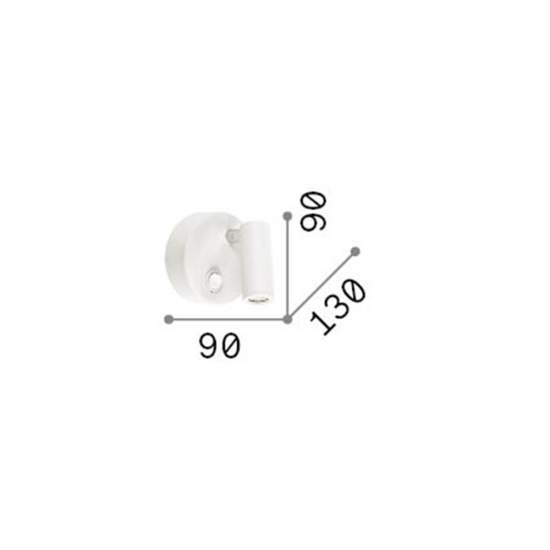 Applique Moderna Round Page Metallo Bianco Led 3W 3000K Luce Calda 142586