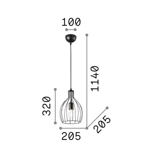 Sospensione Industrial-Minimal Ampolla-2 Metallo Nero 1 Luce E27 148151
