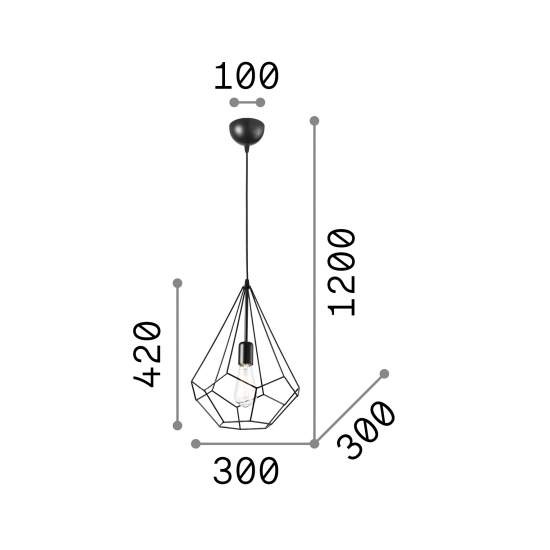 Sospensione Industrial-Minimal Ampolla-3 Metallo Nero 1 Luce E27 148175