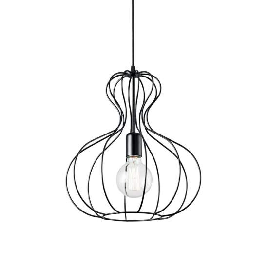Sospensione Industrial-Minimal Ampolla-1 Metallo Nero 1 Luce E27 148502