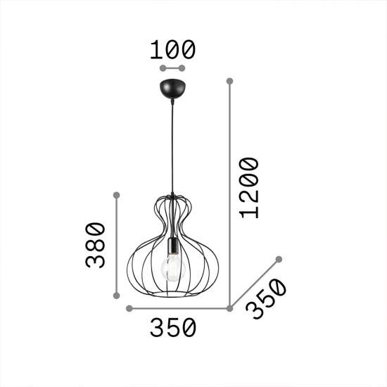 Sospensione Industrial-Minimal Ampolla-1 Metallo Nero 1 Luce E27 148502