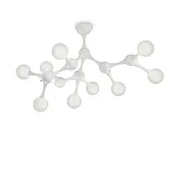 Plafoniera Contemporanea Nodino Metallo Bianco 9 Luci G9 3W 3000K Luce Calda