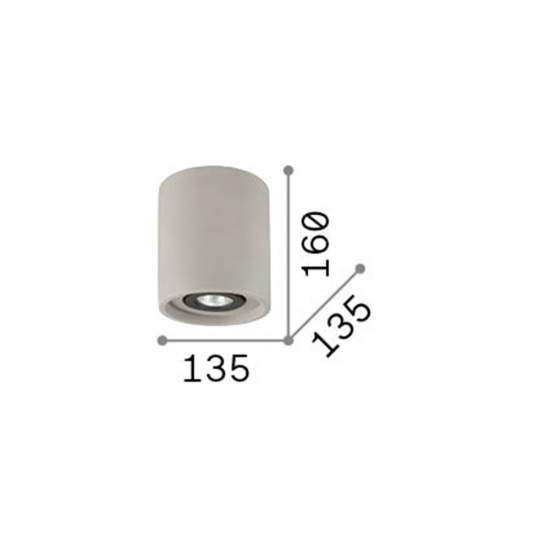 Plafoniera Moderna Round Oak Cemento - Gesso Bianco 1 Luce Gu10 150420