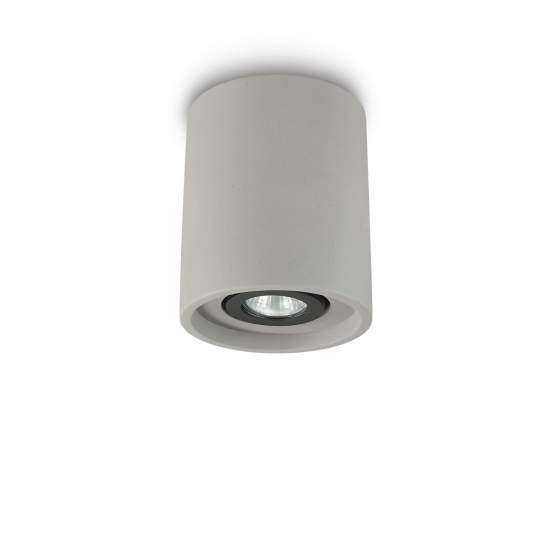 Plafoniera Moderna Round Oak Cemento - Gesso Grigio 1 Luce Gu10 150437