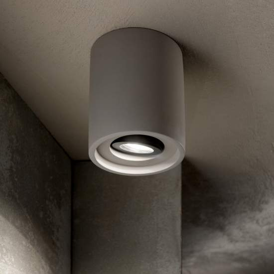 Plafoniera Moderna Round Oak Cemento - Gesso Grigio 1 Luce Gu10 150437