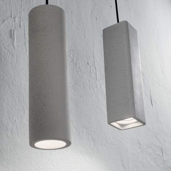 Sospensione Moderna Round Oak Metallo Cemento Grigio 1 Luce 150635