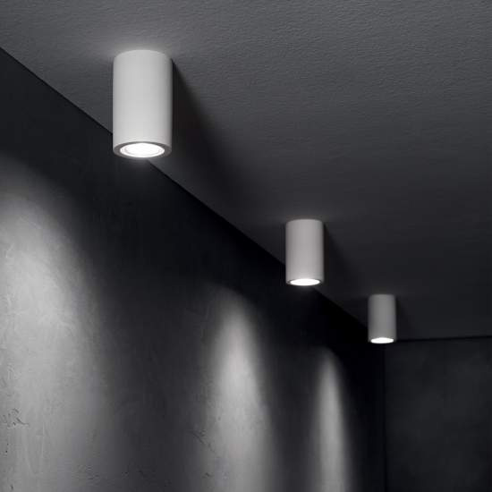 Plafoniera Moderna Round Tower Gesso Bianco 1 Luce Gu10 155869