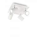 Plafoniera Moderna Spot Metallo Bianco 4 Luci Gu10 156774
