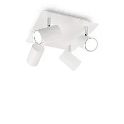 Plafoniera Moderna Spot Metallo Bianco 4 Luci Gu10