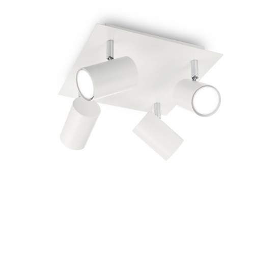 Plafoniera Moderna Spot Metallo Bianco 4 Luci Gu10 156774