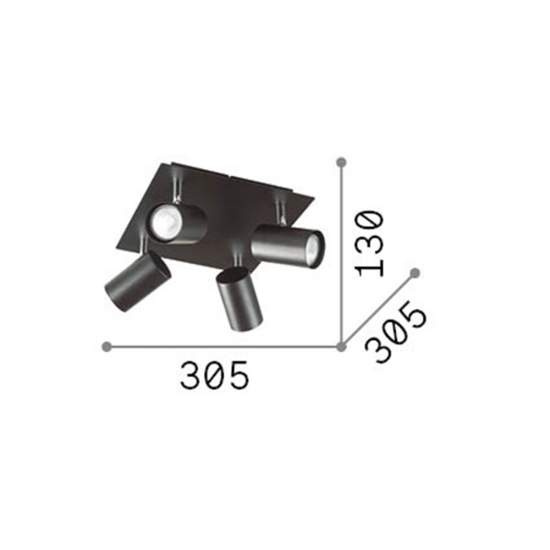Plafoniera Moderna Spot Metallo Bianco 4 Luci Gu10 156774
