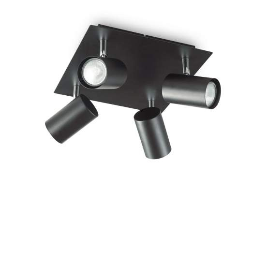 Plafoniera Moderna Spot Metallo Nero 4 Luci Gu10 156781