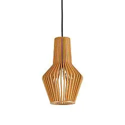 Sospensione Industrial-Minimal Citrus-1 Legno Marrone 1 Luce E27