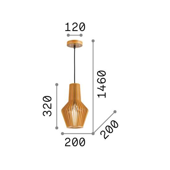 Sospensione Industrial-Minimal Citrus-1 Legno Marrone 1 Luce E27 159843