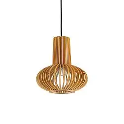 Sospensione Industrial-Minimal Citrus-2 Legno Marrone 1 Luce E27
