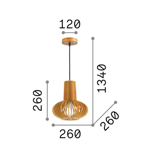 Sospensione Industrial-Minimal Citrus-2 Legno Marrone 1 Luce E27 159850