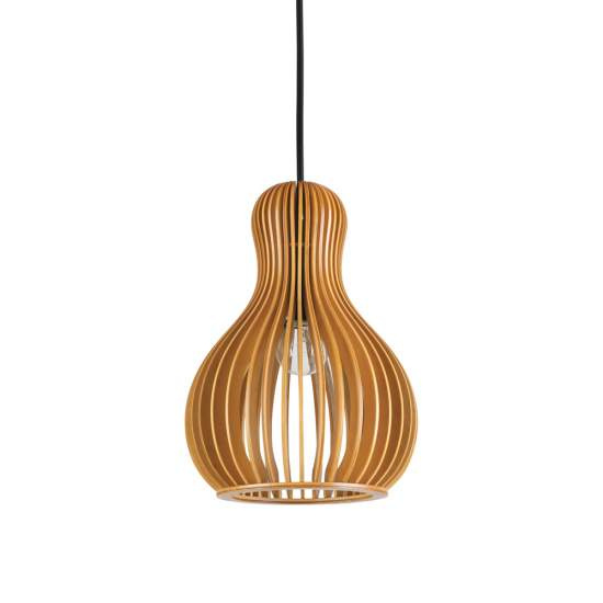 Sospensione Industrial-Minimal Citrus-3 Legno Marrone 1 Luce E27 159867