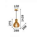 Sospensione Industrial-Minimal Citrus-3 Legno Marrone 1 Luce E27 159867