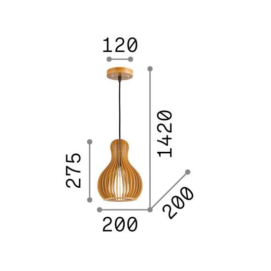 Sospensione Industrial-Minimal Citrus-3 Legno Marrone 1 Luce E27 159867
