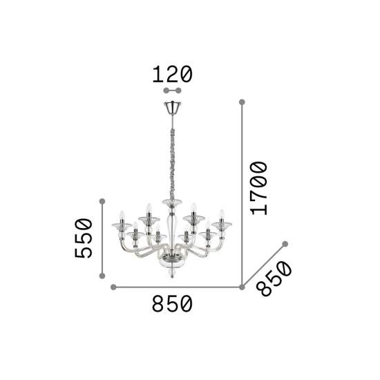 Sospensione Contemporanea Danieli Vetro Ambra 8 Luci E14 159973