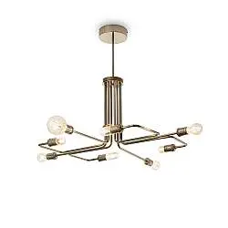 Sospensione Industrial-Minimal Triumph Metallo Ottone 8 Luci E27