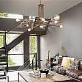 Sospensione Industrial-Minimal Triumph Metallo Ottone 8 Luci E27 160269