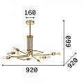 Sospensione Industrial-Minimal Triumph Metallo Ottone 8 Luci E27 160269