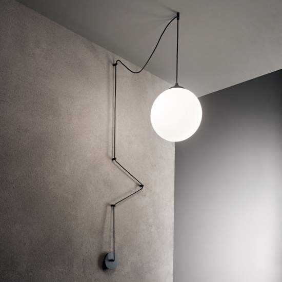 Sospensione Da Muro Moderna Boa Metallo Nero 1 Luce E27 160856