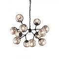 Sospensione Industrial-Minimal Kepler Metallo Nero 12 Luci E27 162201