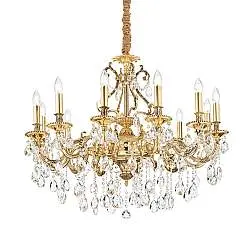 Lampadario Classico Gioconda Metallo-Cristallo Oro 12 Luci E14