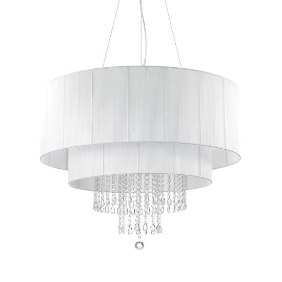 Lampadario Classico Opera Vetro,Tessuto,Cristalloistallo Bianco 10 Luci E27 165011