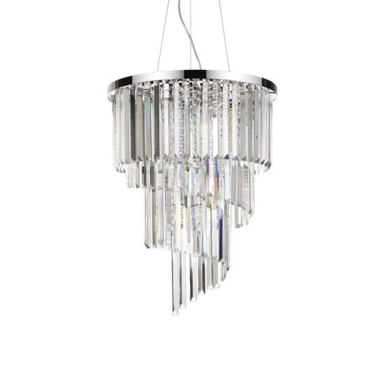 Sospensione Contemporanea Carlton Metallo-Cristallo Cromo 12 Luci E14 166247