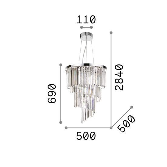 Sospensione Contemporanea Carlton Metallo-Cristallo Cromo 12 Luci E14 166247