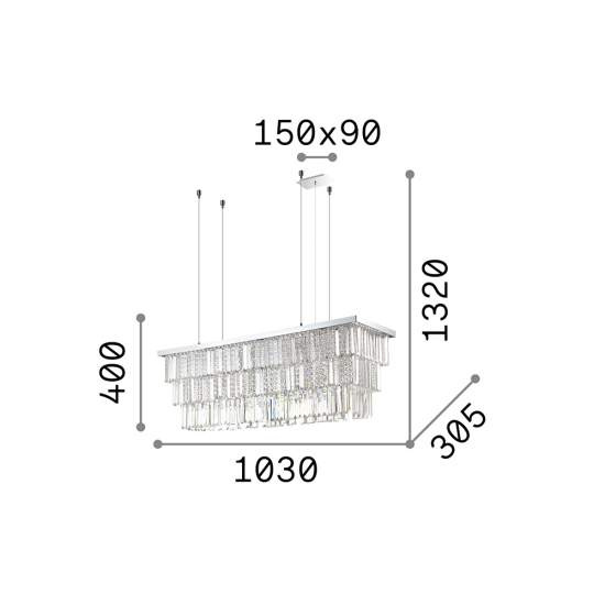 Sospensione Contemporanea Martinez Metallo-Cristallo Cromo 8 Luci E14 166360