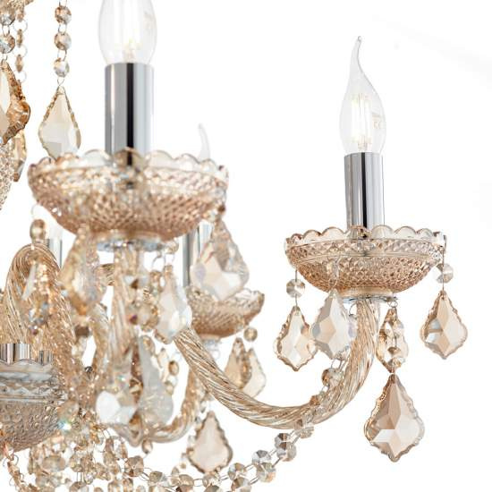 Lampadario Classico Rose Metallo-Cristallo Ambra 8 Luci E14 166889